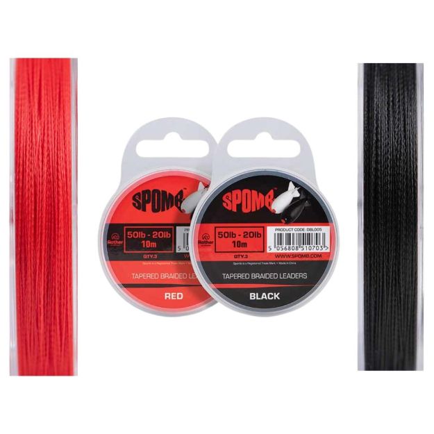 SPOMB Tapered Braided Leaders Black Red konusni shockleader za šaranski ribolov 