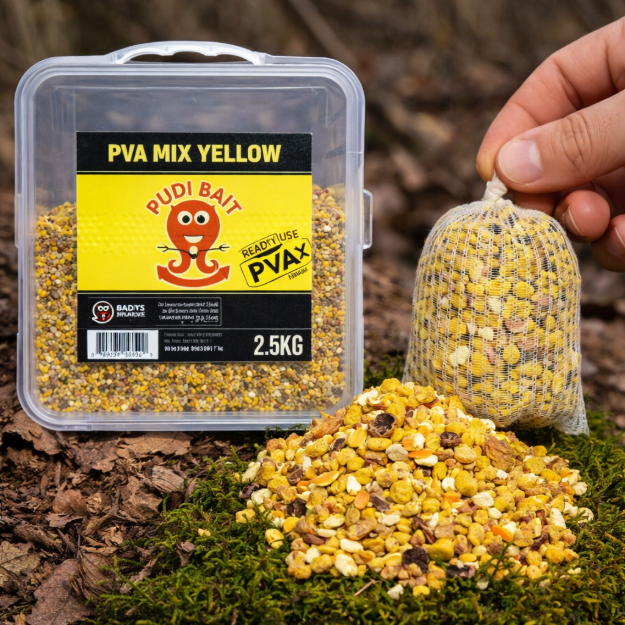 DUDI BAITS PVA Mix Yellow 2.5kg u PVA mrežici – šaranski PVA mix za ribolov