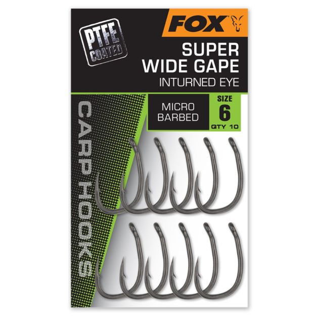 Fox Super Wide Gape In-Turned Eye šaranske udice s PTFE premazom
