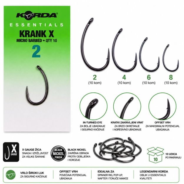 Korda Essentials Krank X šaranske udice s offset vrhom